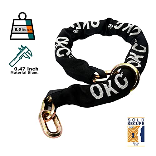 OKG Ultra Security Chain - 4ft x 1/2in (12mm) Thick Hardened Alloy Steel Cut Proof Chain - Anti-Theft Heavy Duty Chain for Motorcycles. E-Cargo Bikes. Trailers. Gate Fences. and Garage Security